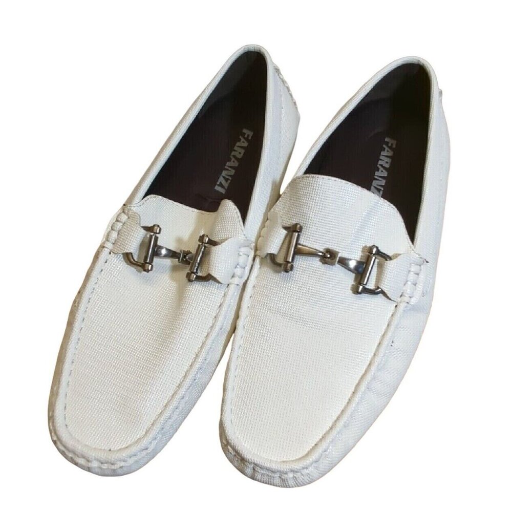 ✅Mens 9 FARANZI Rover White Fashion Driving Shoes Slip-on Moc-Toe Casual Loafers - Picture 2 of 10